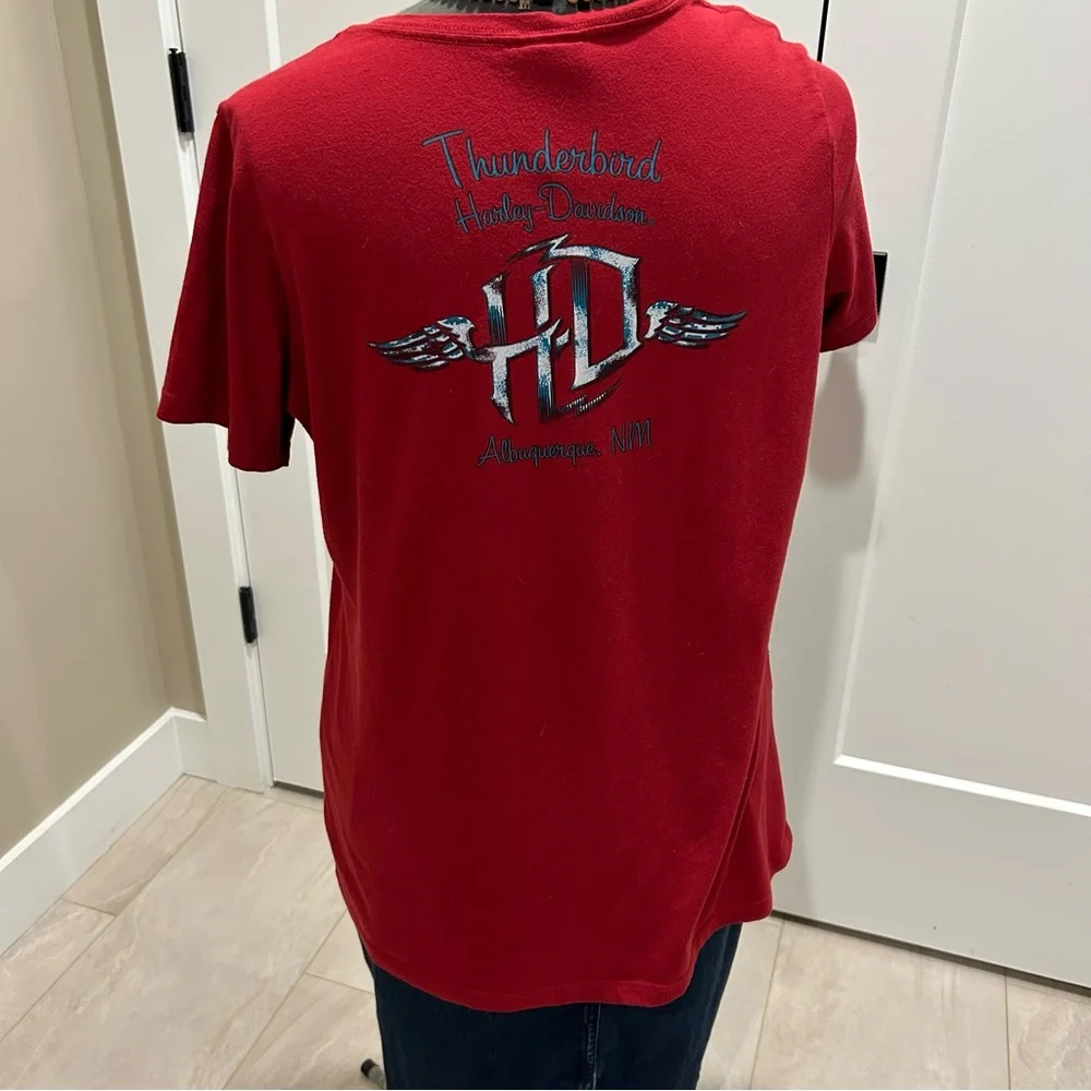 Harley-Davidson Women's Red V-Neck Tee size 2XL - Picture 3 of 8